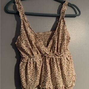 SHEIN Cream Floral Tank Top